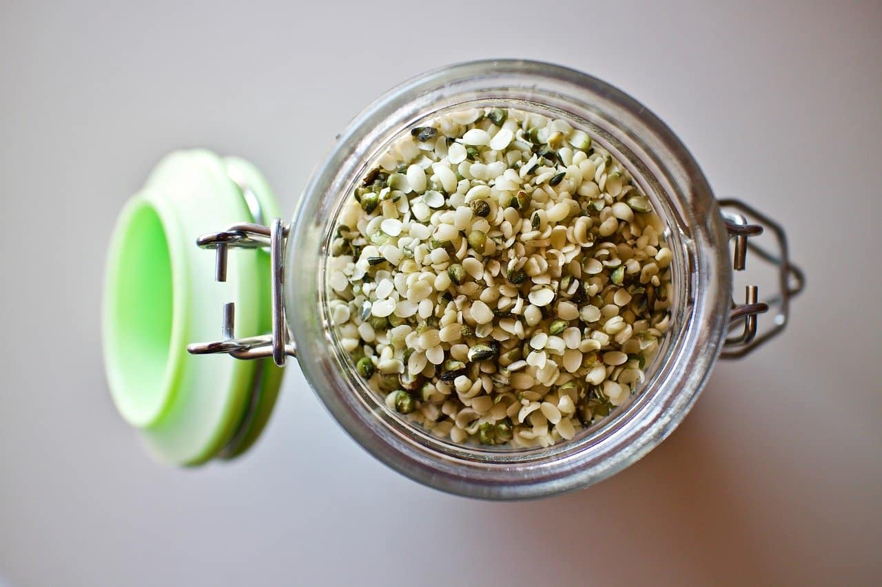 hemp seeds in jar image